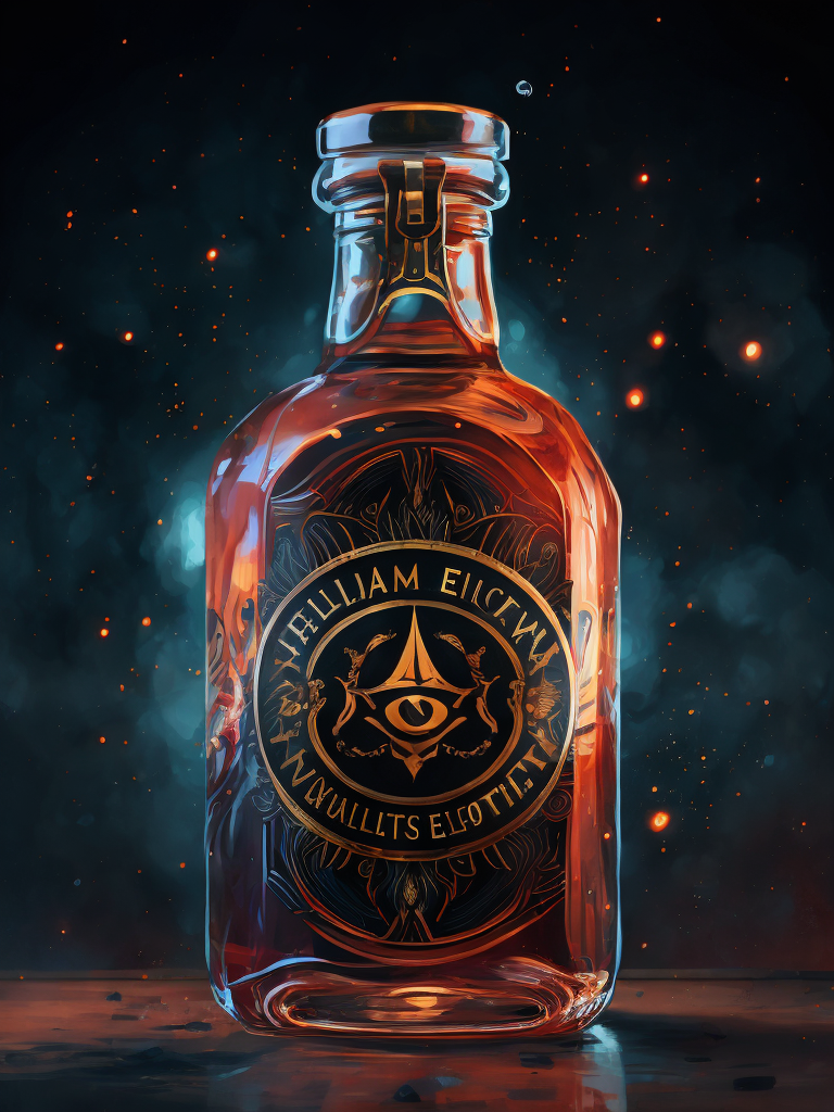 vintage elexir bottle, Magic elixir of health, carved glass, sharp on details, magic