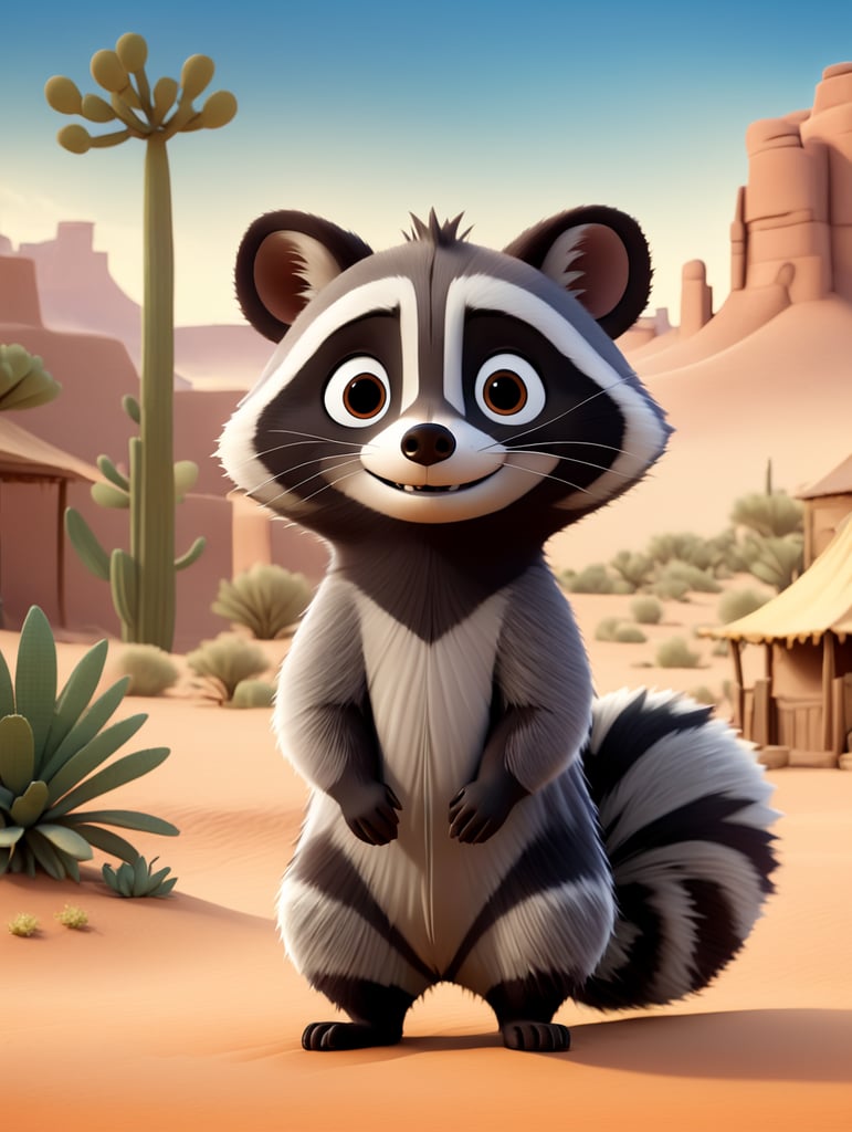 racoon in a desert country and western setting