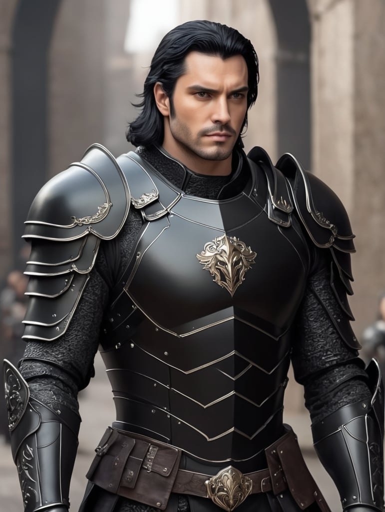 Un homme, cheveux noirs, mi longs. Le regard sournois, malicieux. Une armure noire légère