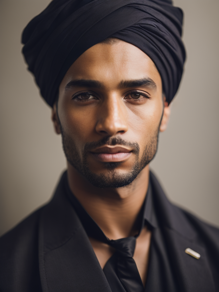 a man in a black dress and a turban