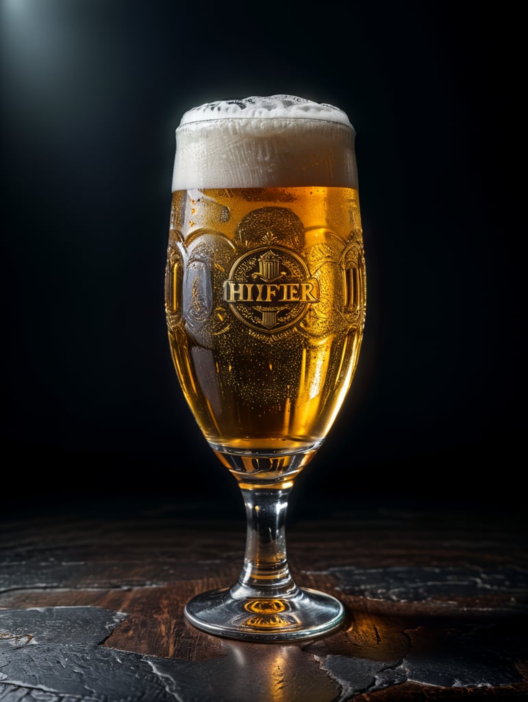 beer glass, isolated, black background, professional photo