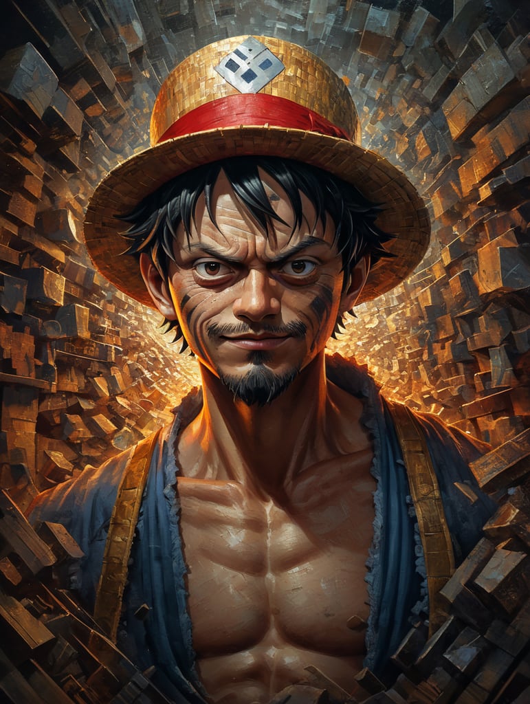 Luffy from One Piece in a cubism painting