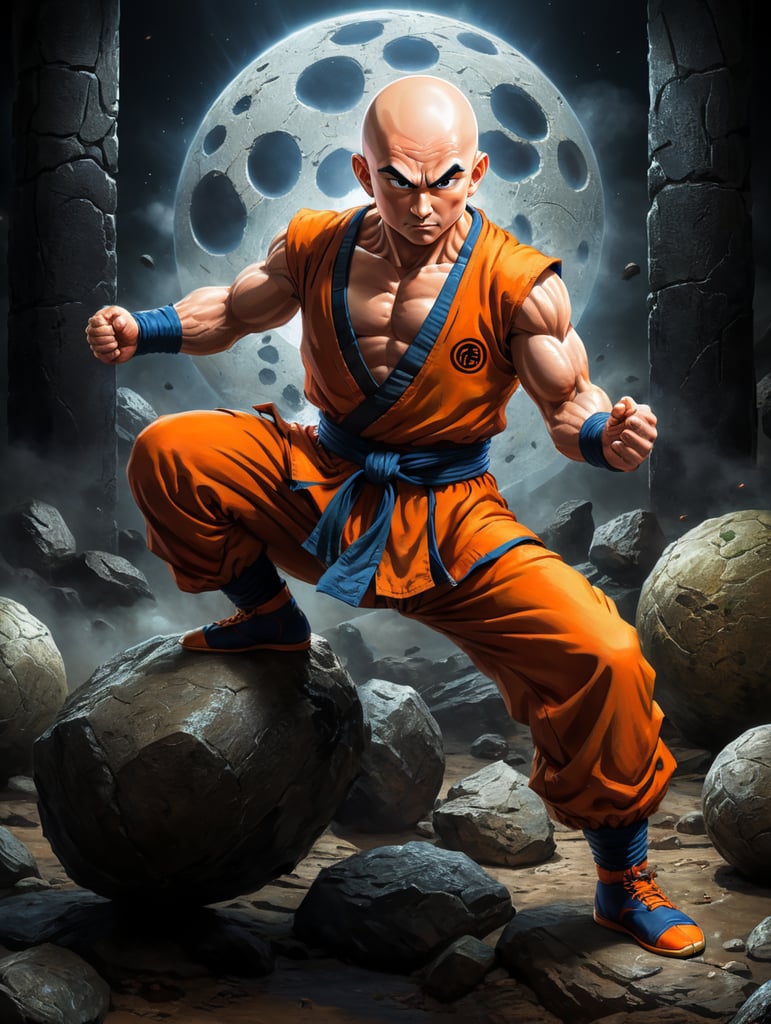 Krillin is a bald martial artist and one of Goku's best friends and classmates, Dragon Ball