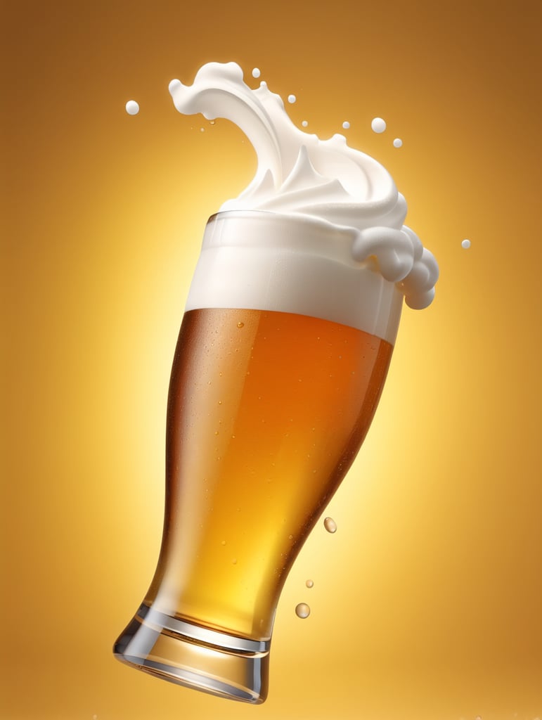 professional photo of a beer glass, Beer foam coming out of a glass