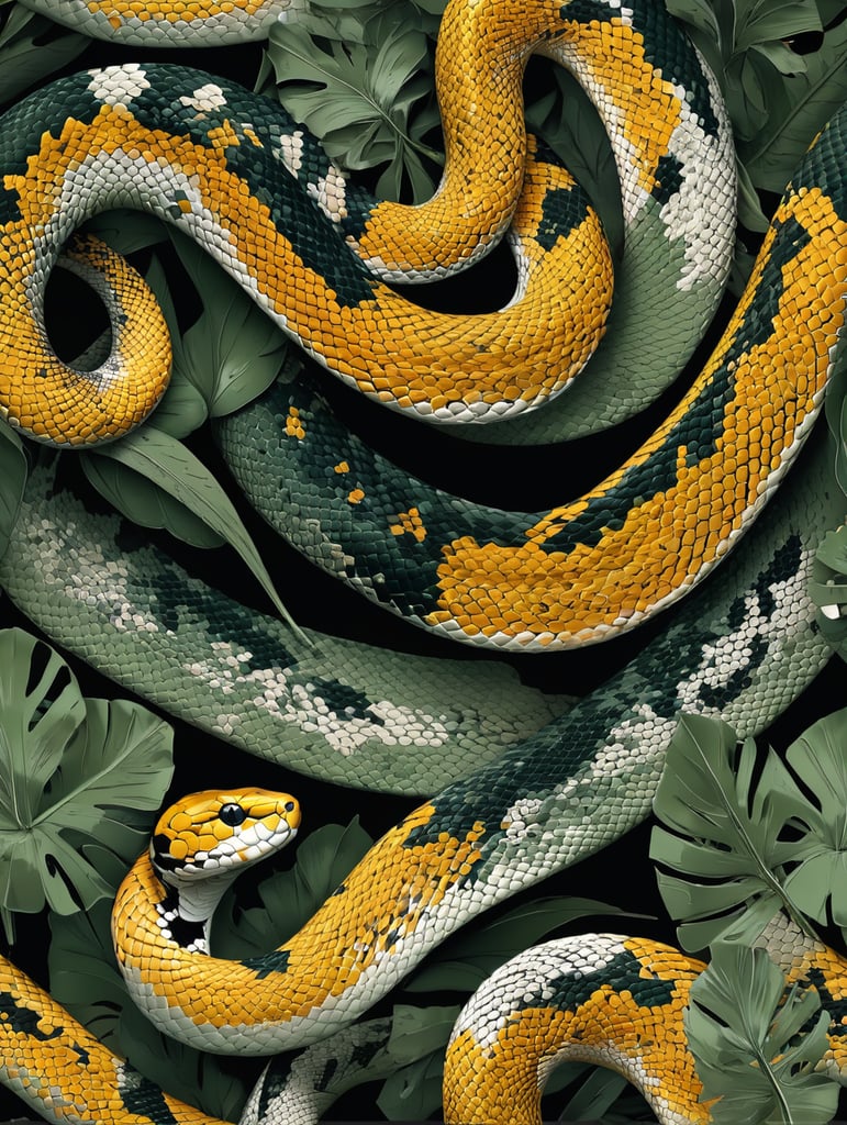 snake camouflage pattern, vector art, modern