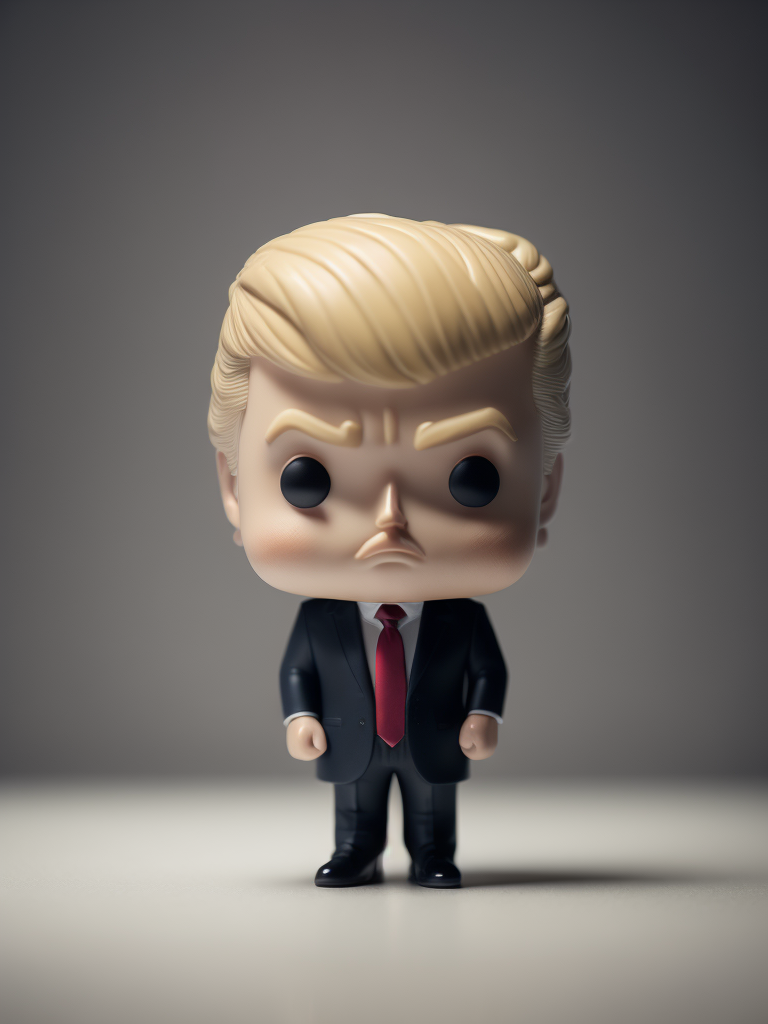 Intricate portrait of 3d render of funko pop of Donald Trump, whole wide shot