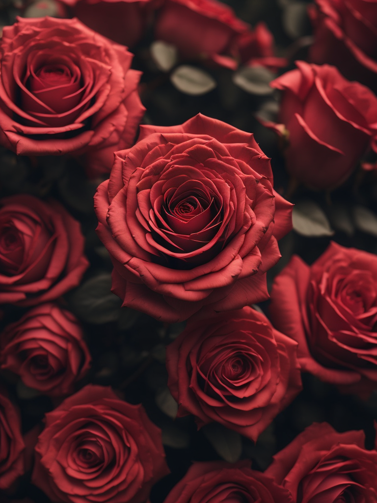 a thousand red rose flowers, 8k, depth of field,