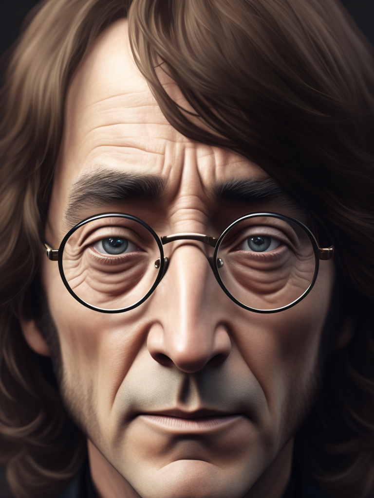 john lennon front view of face, photo realistic