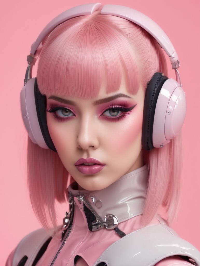 cyber, girl, pink, goth, hot, latex