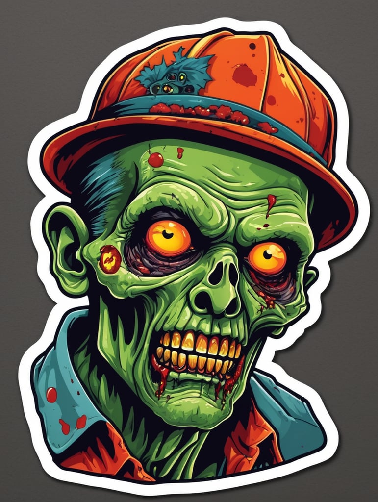 Pop art illustration, sticker, zombie Halloween