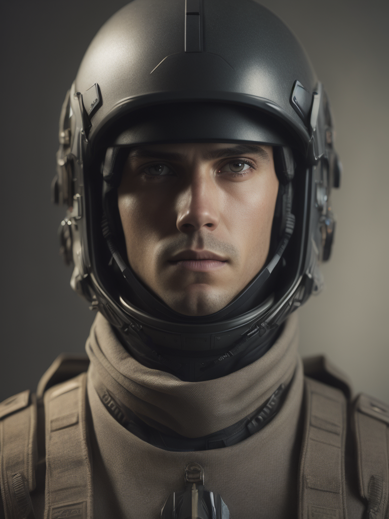sci fi military poster, portrait of a hero in a front