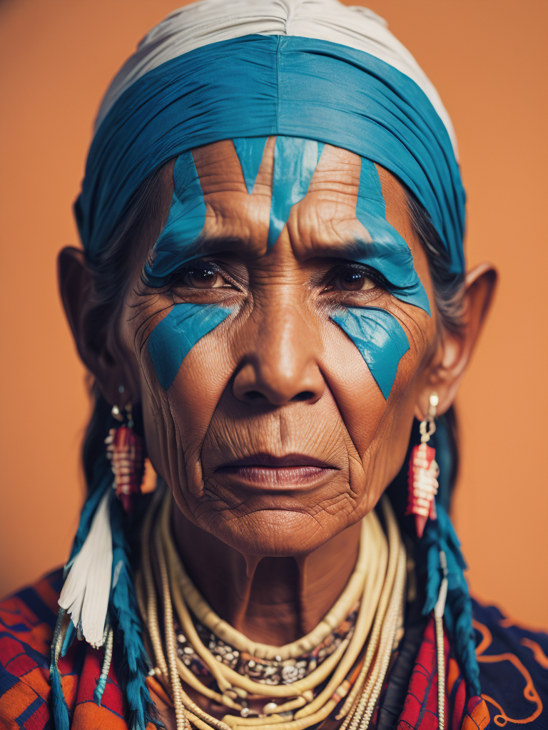 native american old woman in national dress