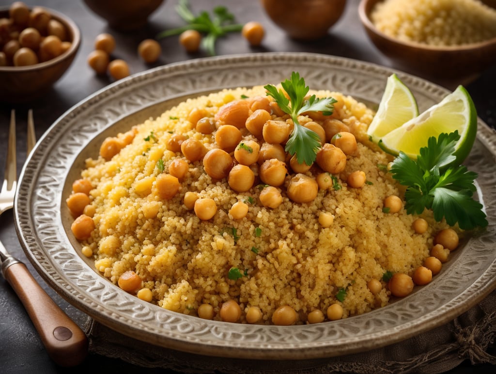 couscous, libyan dish, onion, Chickpea