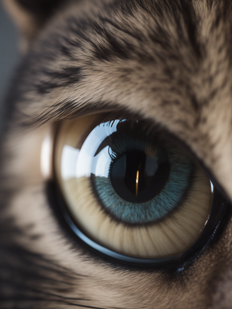 photorealistic image of a cat's eye with high detail and sharp focus
