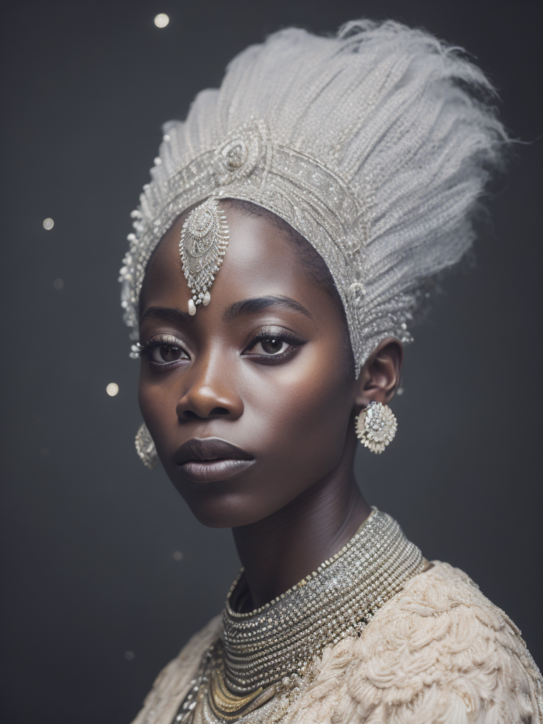 Obatala the african orisha wearing a detailed and intricate ade, cosmic god, astrophotography