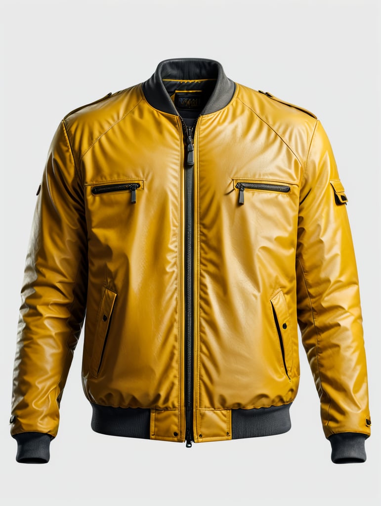 a yellow jacket, grey background, isolated