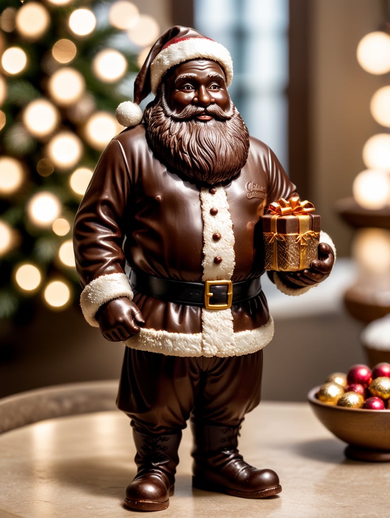 A chocolate Santa figure, made from milk chocolate