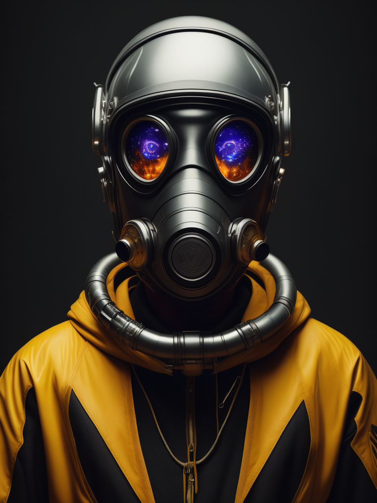 fashionable portrait of space ship alien monster, melted wax candle gas mask, vantablack, neon light, minimalistic design, futuristic, smooth forms, minimal details, givenchy, photographed by Romina Ressia, film still from Wes Anderson, award winning photography, arty pose, fashion, 200mm, HD, f 2.0, highly detailed, accurate