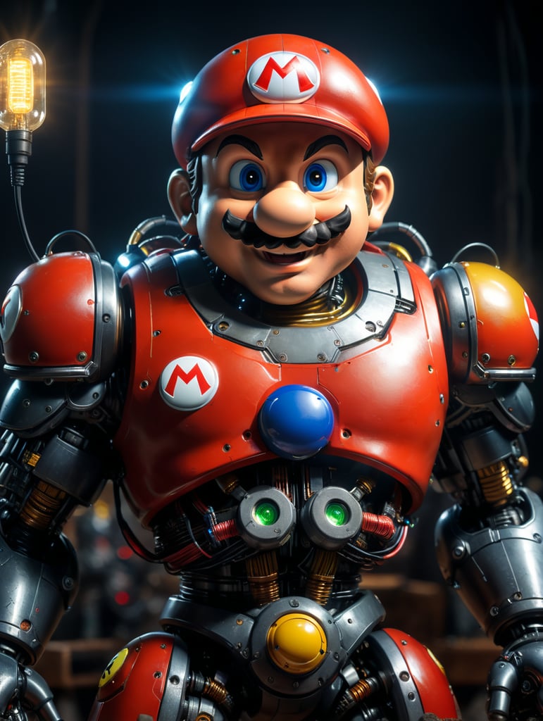 super mario bros robotic made with cables and small led lights