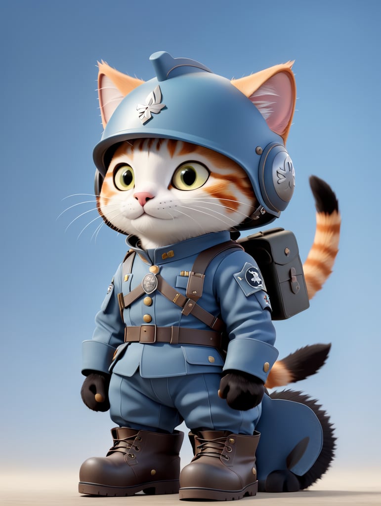 кошка в каске вермахта и сапогах