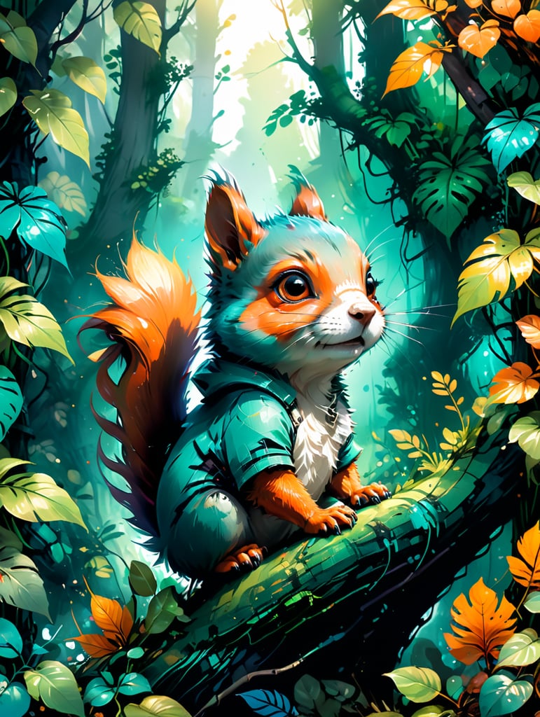 Cute squirrel in jungle , tropical