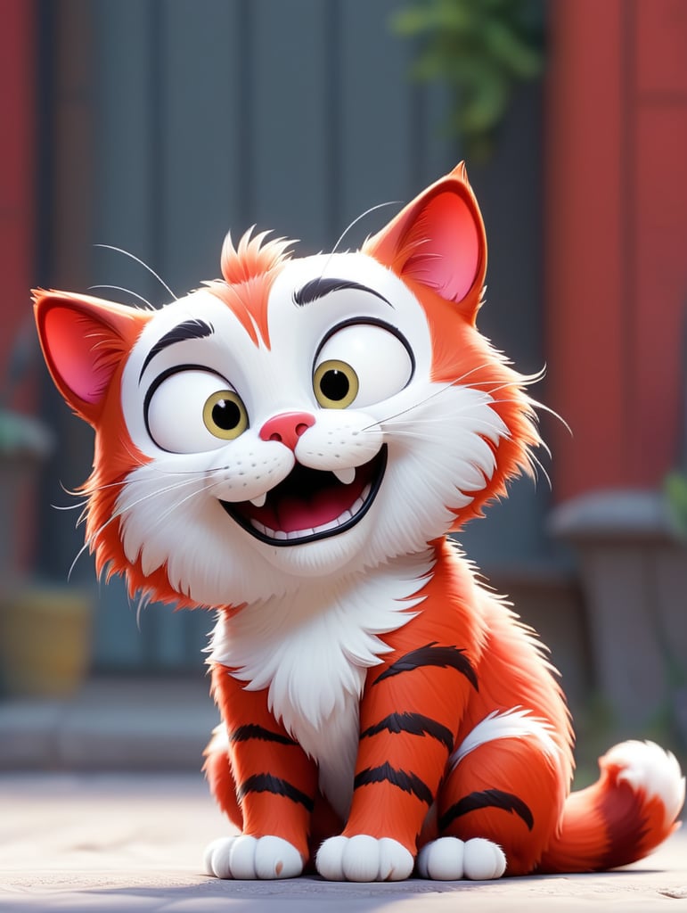 Cute red cat in a white stripe. Moderately fluffy and bold.