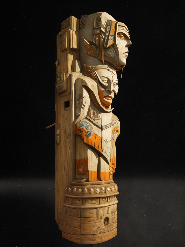 Totem Pole, deep carved, First Nation, North America native people culture