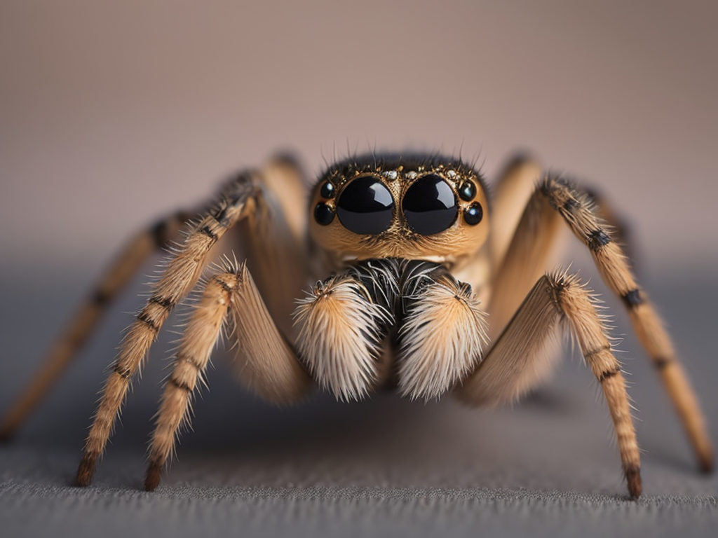 Spider peeking over pastel bright background