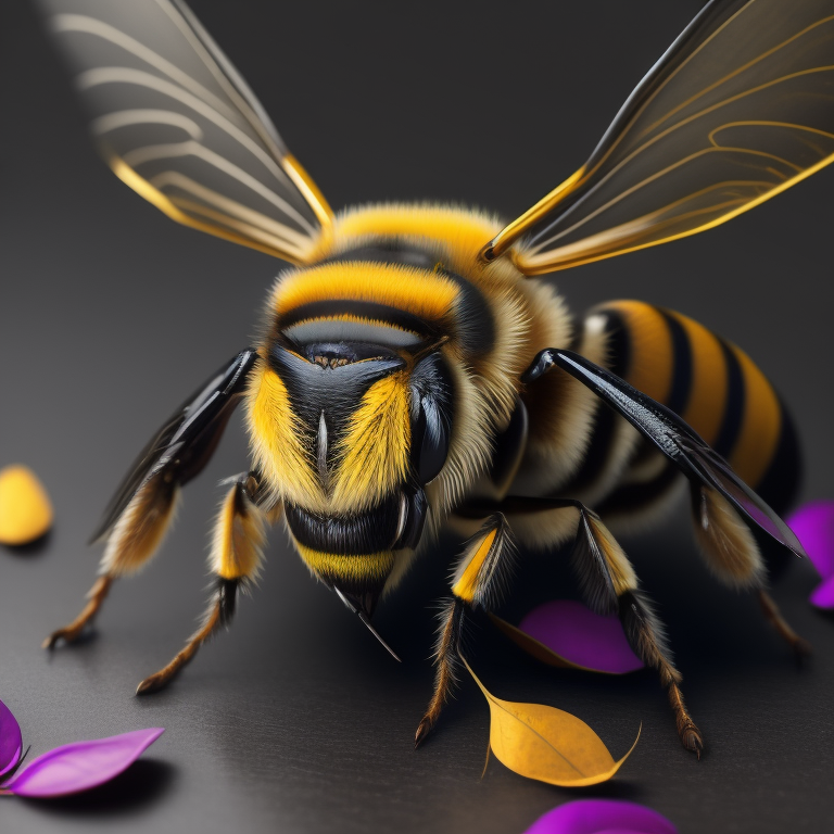 isolated bee with wings made of petals