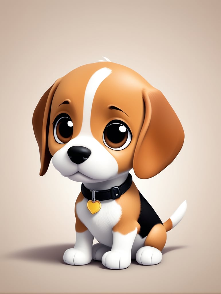 cute, beagle, full view, chibi style, disney style, cartoon style, pixar style, with background