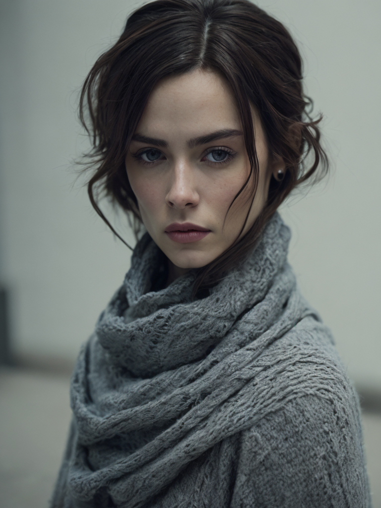 White woolen knited woman sweater