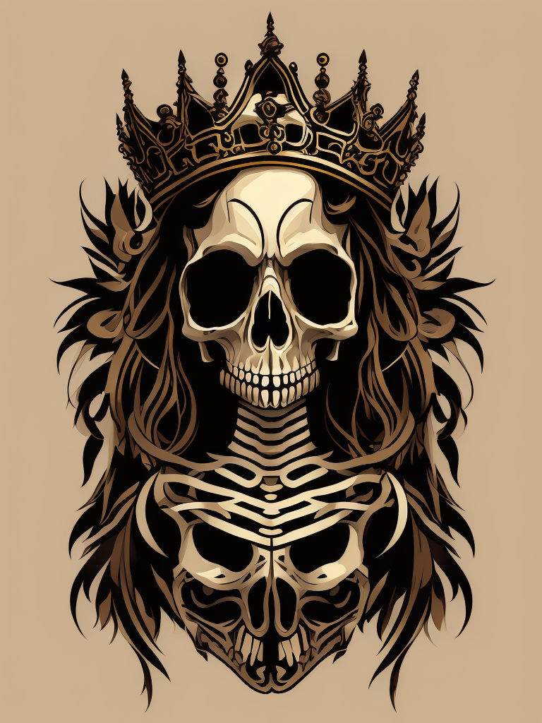 A vector art of a queen skeleton tattoo