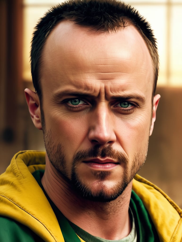 Jessie pinkman from breaking bad Realistic pic for phone for wallpaper softness and gentleness. Great accuracy and realism. slight smile, Somber mood, moody lighting, studio setting, quizzical personality, muted color