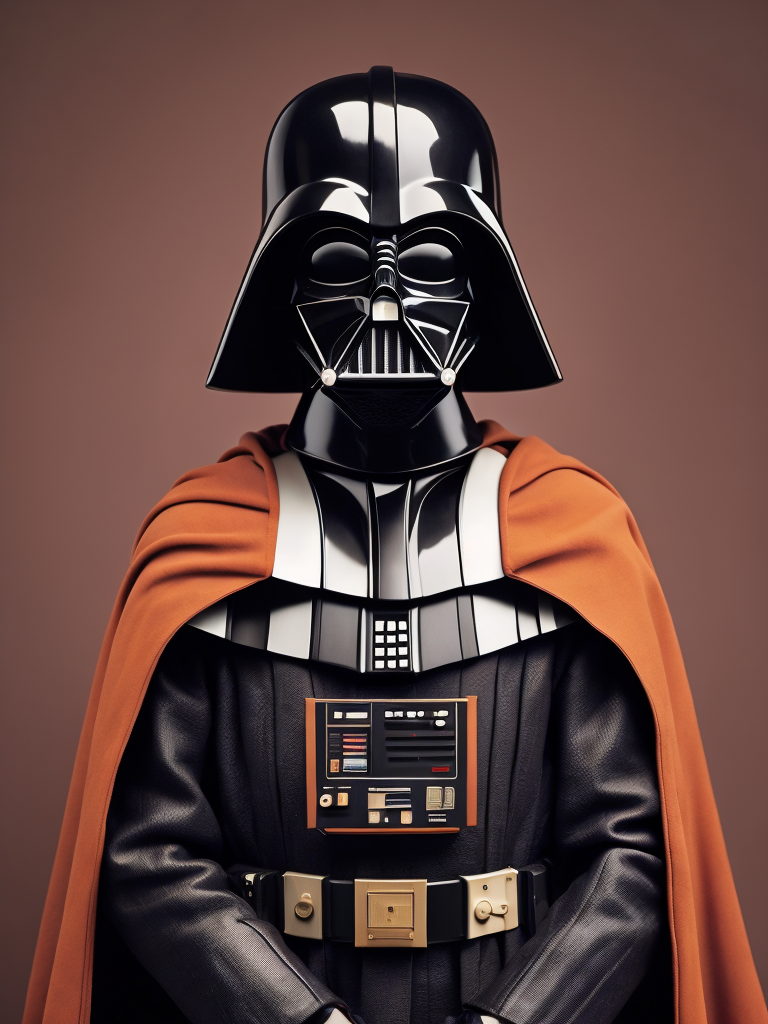 vogue photoshoot of Darth Vader of Star Wars in Wes Anderson style, hyperrealistic photography, Wes Anderson style, 8k