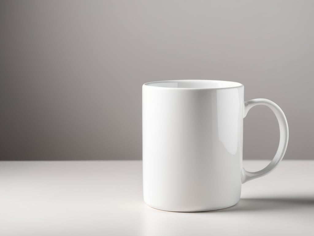 White strait ceramic mug, white background, isolated, mock up, mockup