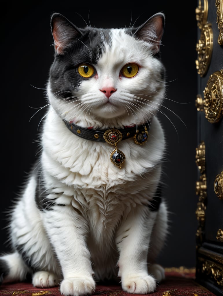 Black white cat.Scottish Fold