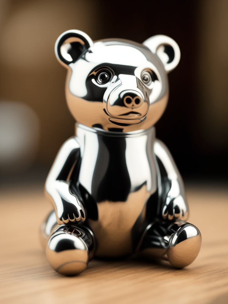 small chrome figure of a bear toy
