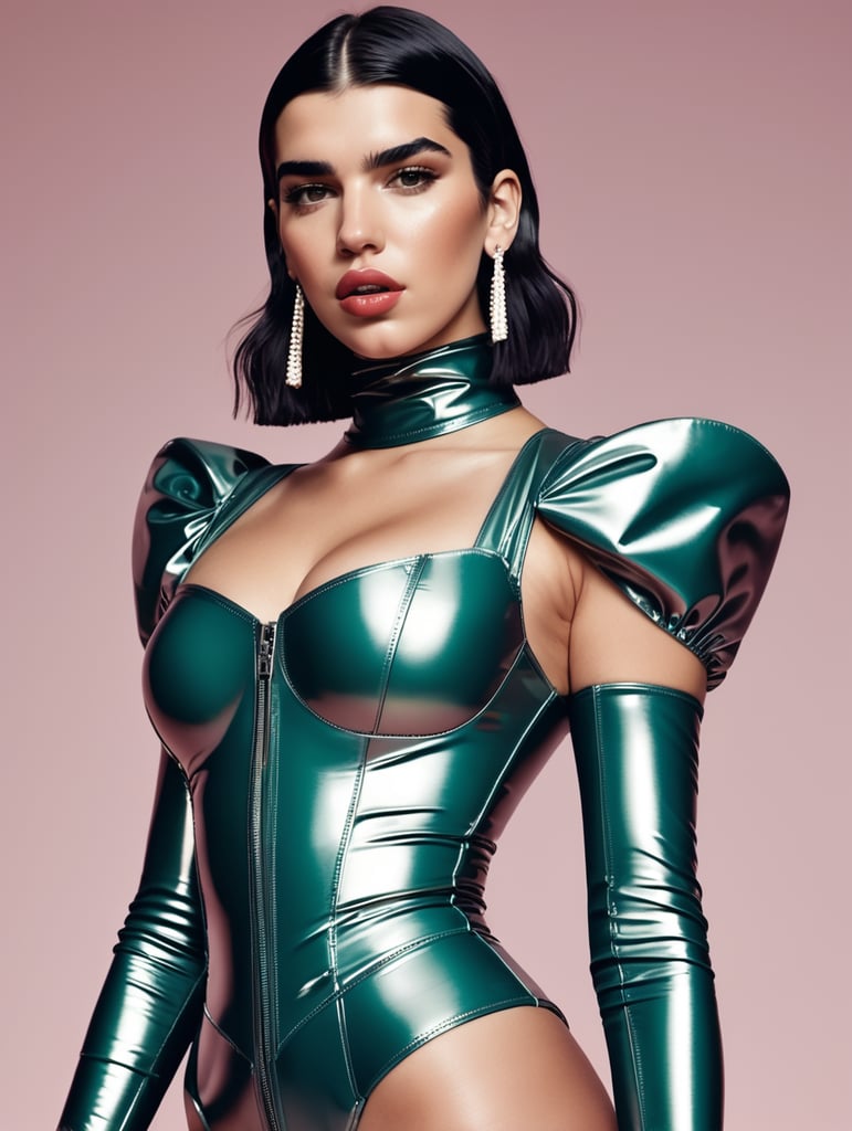 Dua lipa as a latex dominatrix.