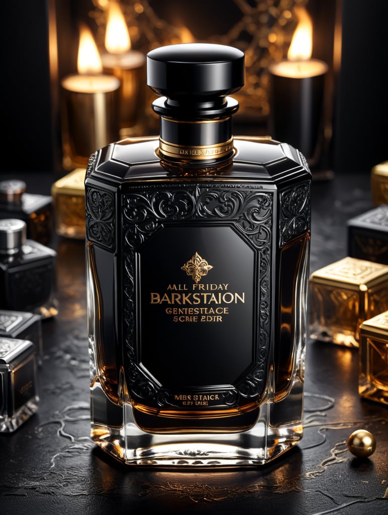 black friday scene generator for perfume. all black. No bottle. Just background