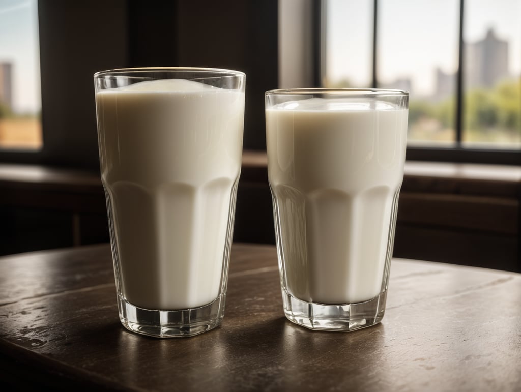 A mockup of a glass of milk.