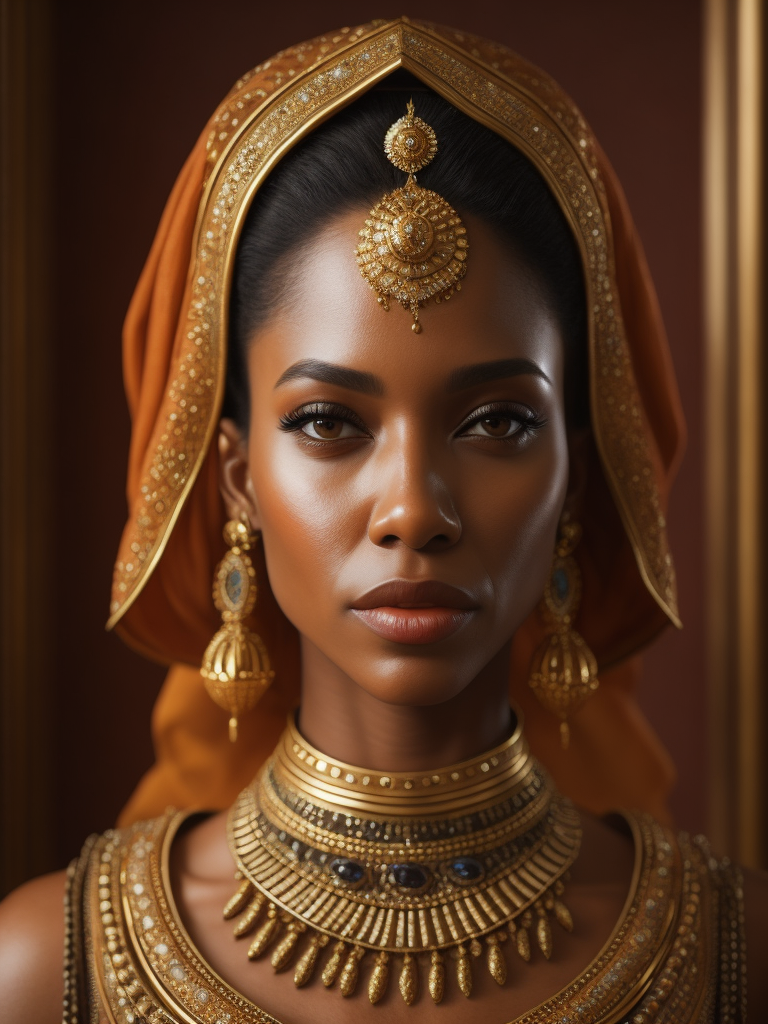 a photorealistic queen Bathsheba from the Bible, extremely detailed, detailed symmetrical realistic face, natural skin texture, extremely detailed skin with skin pores, peach fuzz, wearing a masterpiece, Israeli beauty, golden accessories with gemstones, award winning photo, nikon d850 film archival photography, kodak portra 400 camera f1.6 lens, extremely detailed, amazing, fine details, rich golden color, texture hyper realistic, spectacular lighting, unreal engine, trending on artstation, cinestill 800 tungsten, looking at viewer, realistic photo, RAW photo, high quality, high resolution, sharp