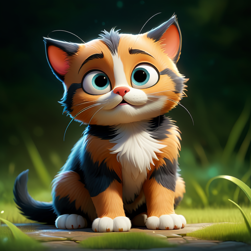 kitten looking happy