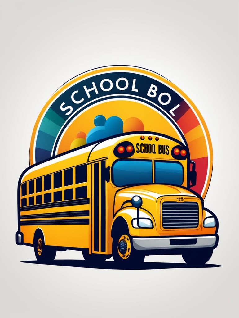 School Bus Vector logo, mascot logo, bright colors, vector Logo, vector image