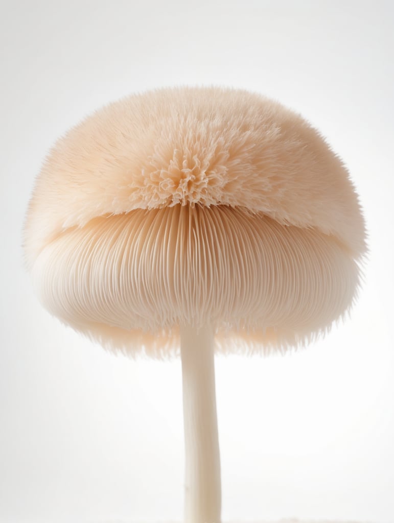 Australian lion's mane mushroom, isolated on white background, multi- design element for product packaging