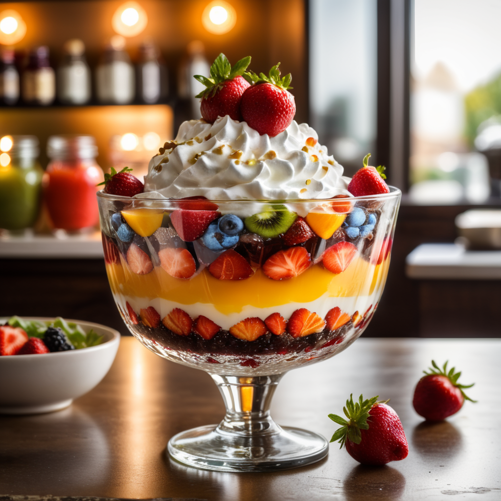 Side view of a sundae glass bowl full of food.