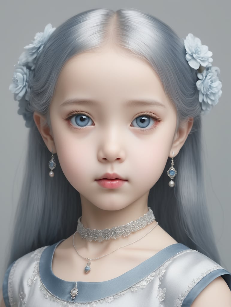 a unique real ai silver and blue girl