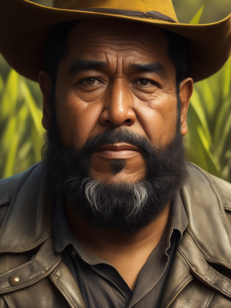 A farmer, portrait, Painting, Oil, Colombia, style of Botero