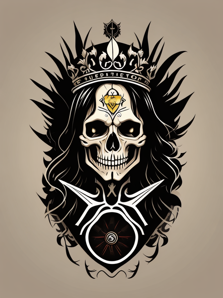 A vector art of a queen skeleton tattoo