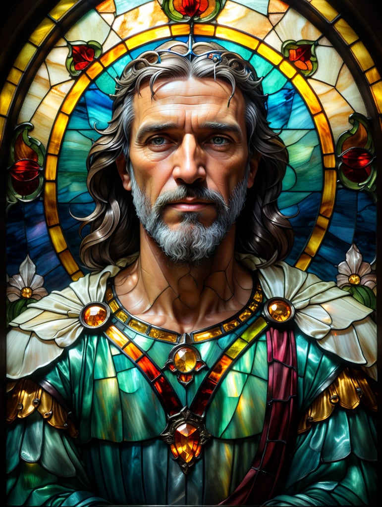 liberty Stained glass Tiffany style portrait of totò