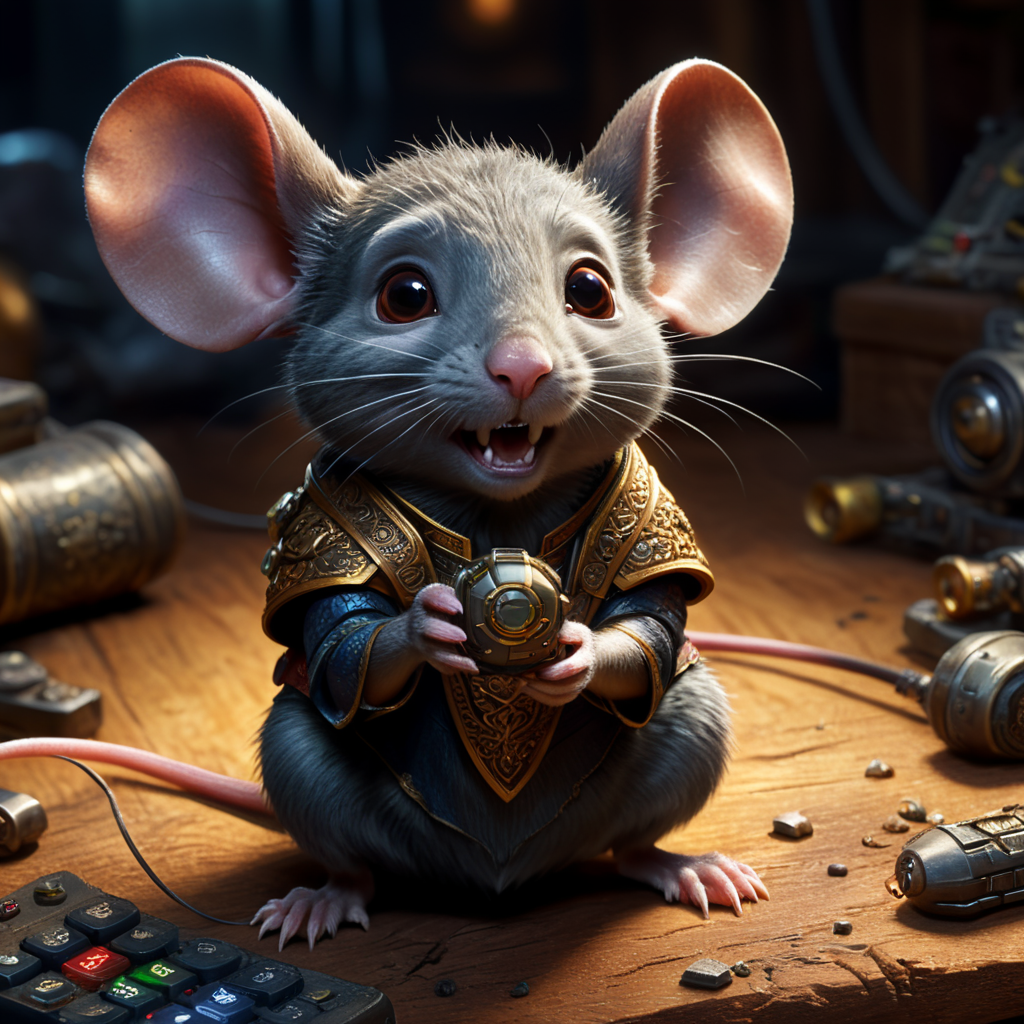 Disney Pixar style animation of a mouse of Asian descent and the title of the animation is ´´O DESTRUDOR DE CELULAR´´